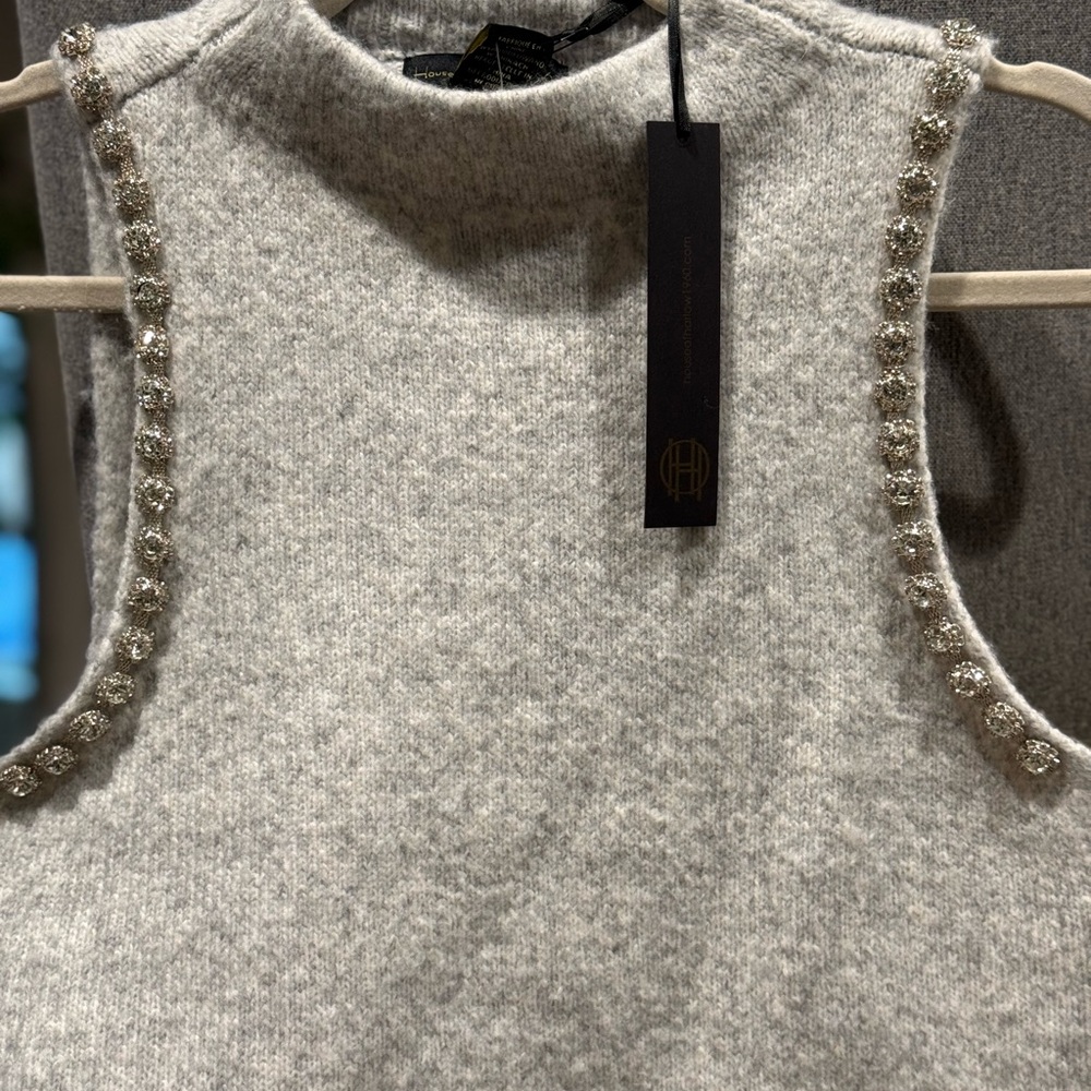 House of Harlow 1960 sweater vest with rhinestone detail.